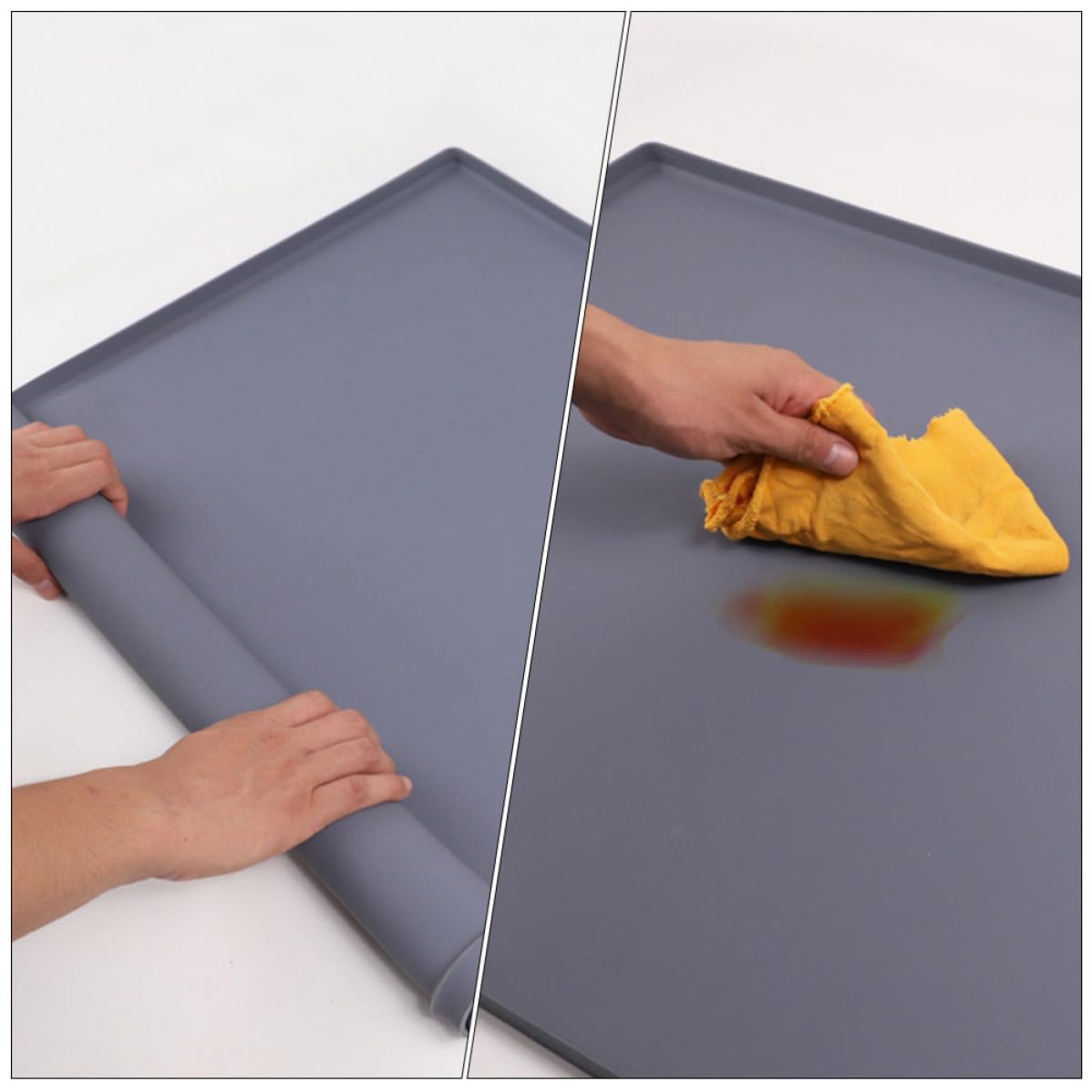 Tappetino in Silicone Multiuso per Mobile Sotto Lavello Cucina e Bagno Fori di Drenaggio, Protezione Antiscivolo e Resistente All'umidità
