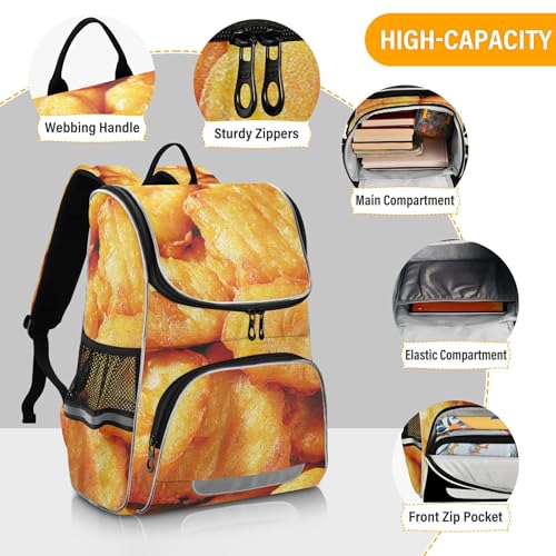 Fried Chicken Nuggets Printed Backpack Printed Student School Bag Large Capacity Bookbag Rucksack for Work School Travel Daypack4