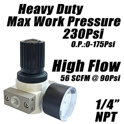 Régulateur de pression d'air comprimé 1/4 NPT 230 psi accessoire compresseur OR-02 robuste - 2