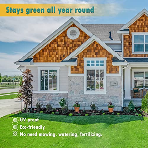 Image of Heyroll Artificial Turf Grass Indoor Outdoor 7 ft x 15 ft, 0.8 inch Realistic Synthetic Fake Grass, Artificial Lawn Rug Dog Pets Mat, Turf Carpet for Patio Landscape Backyard, Custom Size
