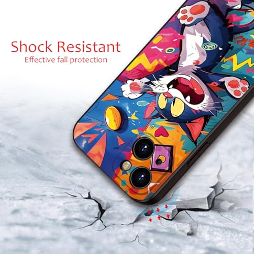 Whimsical Doodle Cat Case for iPhone 13 - Playful Cartoon Silicone Protective Cover for Girls & Women (B1-Cartoon Cute cat)