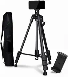 Tripé Profissional Universal 1,5m Ajustável Para Celular e Câmera, Com Regulagem de Altura, Bolsa de Transporte e Suporte para Celular