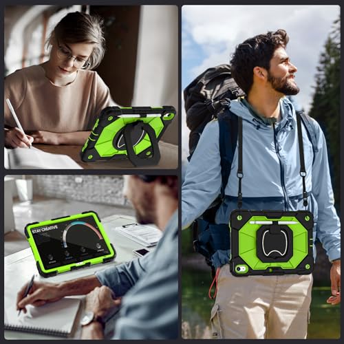 Image of Auizotl Case for iPad (A16) 11th Generation 11 Inch (2025) /iPad 10th Generation 10.9 Inch (2022) with Rotating Stand Screen Protector,Heavy Duty Shockproof Cover for i Pad 10th Gen Case,Black Green