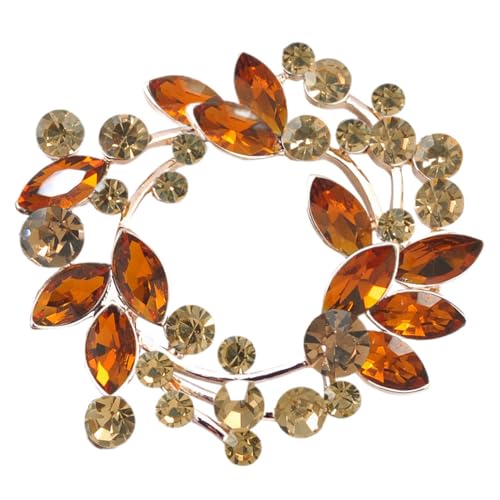Image of Gyn&Joy Clear Crystal Rhinestone Floral Wreath Pin Brooch BZ005