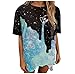 WENZHOU Unisex Kurzarm Sommer Oberteile Tshirt Vintage Tie-dye Sonne und Mond Grafik Drucken lose Bluse Rundhals Basic Shirt Elegant Pullover Sweatshirt Teenager Mädchen Top