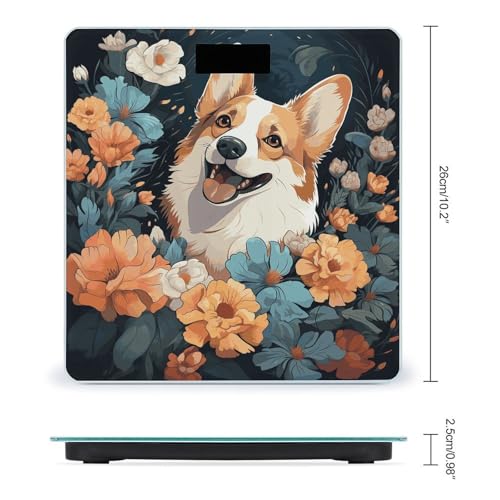 Báscula digital de baño con diseño patrón de corgi miniatura 2