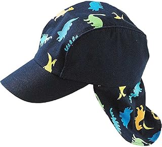 Boys Dinosaur Shark Animal Print Legionnaire Peak Summer Sun Cap Hats - Dino Print - 3/6 Years