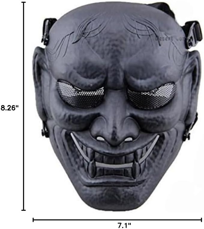 Japanese Samurai Metal Mesh Full Face Protective Airsoft Mask -Permance Goggle-Black-Halloween Mask