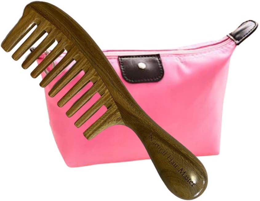 Wide Tooth Large Aromatic Sandalwood Wooden Comb for Detangling Thick Curly Hair by Natural Hair Master