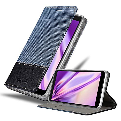 cadorabo Coque pour WIKO Y60 en Bleu FONCÉ Noir - Housse Protection avec Fermoire Magnétique, Stand Horizontal et Fente Carte - Portefeuille Etui Poche Folio...
