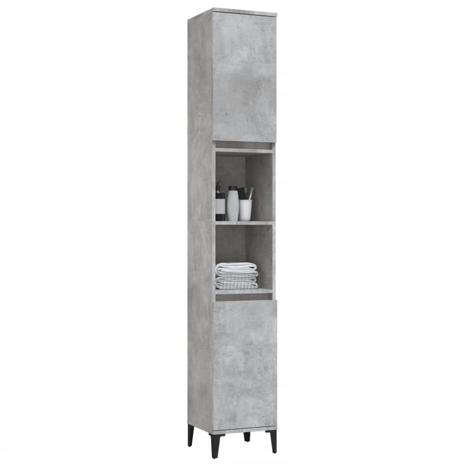 Homgoday Muebles de baño gris cemento 30 x 30 x 190 cm madera multicapa muebles de interior para salón, oficina o dormitorio