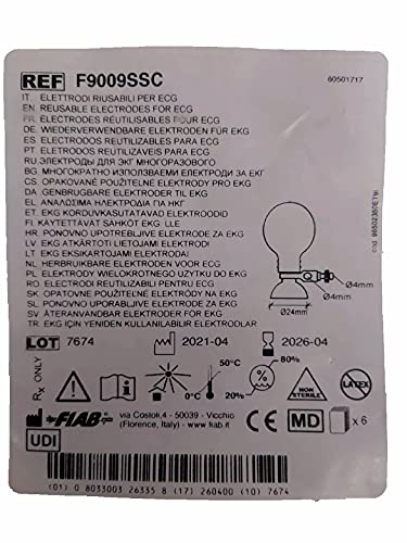Fiab F9009SSC Elektrode mit Saugnapf für ECG, Durchmesser 24 mm, Erwachsene, 6 Stück
