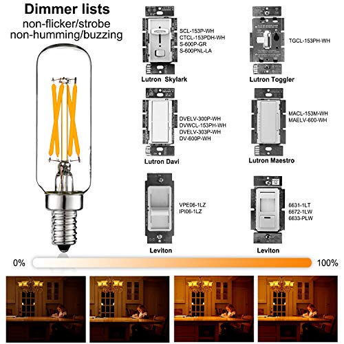 Litehistory Dimmable T6 Led Bulb 40W Candelabra Led 2700K Clear 400Lm 4W E12 Edison Bulb 6Pack #TOP1