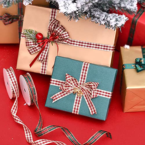 10yd Kerst Lint voor Geschenken Grosgrain Satijnen Stof Lint Set voor Xmas Cadeaupapier, Haarelastiekjes Maken, Craft… - Image 6