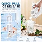 Bouilloire de boules de glace en silicone portable, 2-in-1 Bouteille pliable en cube de glace, Moule à grande surface ronde en similicuir, fabricant de boules de glace sans fuite pour le café glacé, Voyage, Camping, Home Bar (A)