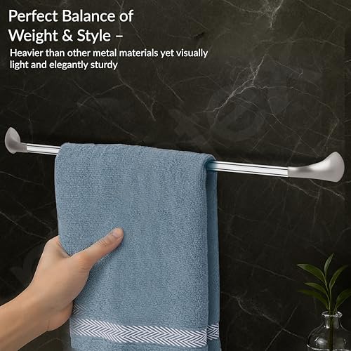 Image of Plantex Smero Pure Brass Towel Hanger for Bathroom /Single Towel Rod /Towel Bar /Bathroom Accessories - Effect (24 Inch-Satin Matt)
