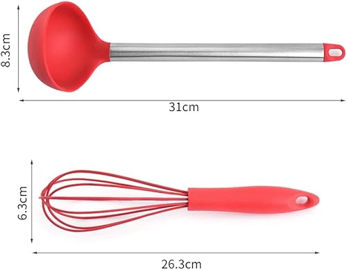 Miniatura 3 de Kitchen Home - Utensilios de cocina y herramientas, juego de utensilios de cocina de silicona, mango de tubo de acero inoxidable, juego de