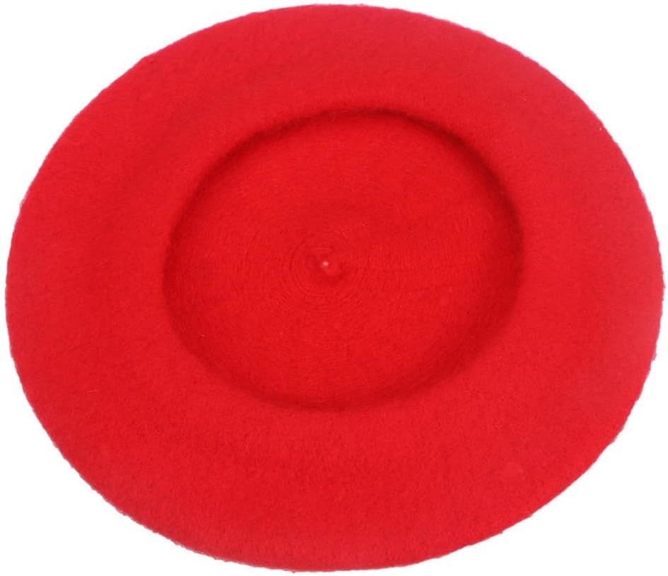 Wool Beret Hat Red Cozy Cold-Season European Style