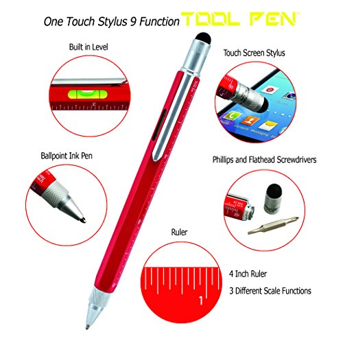 Stylo outil Monteverde One Touch rouge avec stylet et fonctions de mesure intégrées - 3