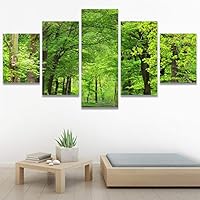 SIGNWIN 5 Panel Canvas Wall Art Modern Art Dramatic Forest Multicolor Photography Romantics Scenic for Home Decorations Ready to Hang - 60