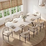 Extendable Dining Table with Leaf, 78'-110' Rectangular Sintered Stone, Marble-Look Top, Seats 6-14, Metal Base, Easy-Clean, Heat & Scratch Resistant, Dining Room/Kitchen Table for Family Gatherings