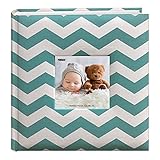 Pioneer Photo Albums ベビーシェブロンファブリックフレームカバー フォトアルバム 200ポケット 4x6インチの写真を収納、ブルー