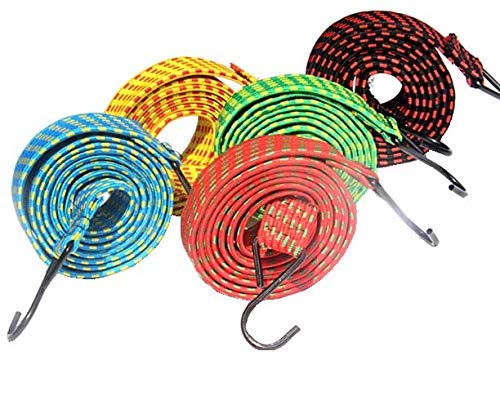 Ultra Flexible Double Stretchable Multipurpose Bungee Cord Rope for Luggage Strap Tying Behind Bikes Cycle Car Home use Hanging Clothes - 170 CM. Length - 2.5 cm Width - 2 Pcs. Set - Multi Color