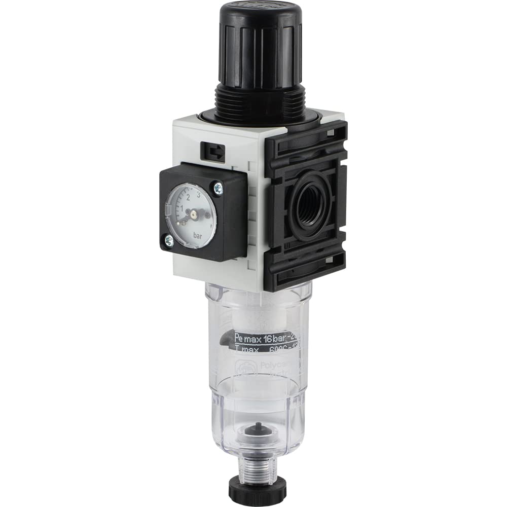 Fittingteile - Druckluft Filterregler Baureihe 0 - Wasserabscheider Druckminderer 1000 l/min (Ausführung: Halbautomatisch - Einstellbereich: 0,5-10 bar)