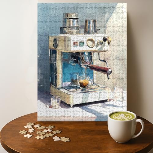 Coffee Machine Hobby Jigsaw Puzzle - 500 Pieces Wooden Puzzle for Adults, Wall Art Gift, Finished Size: 20 x 15 Inch