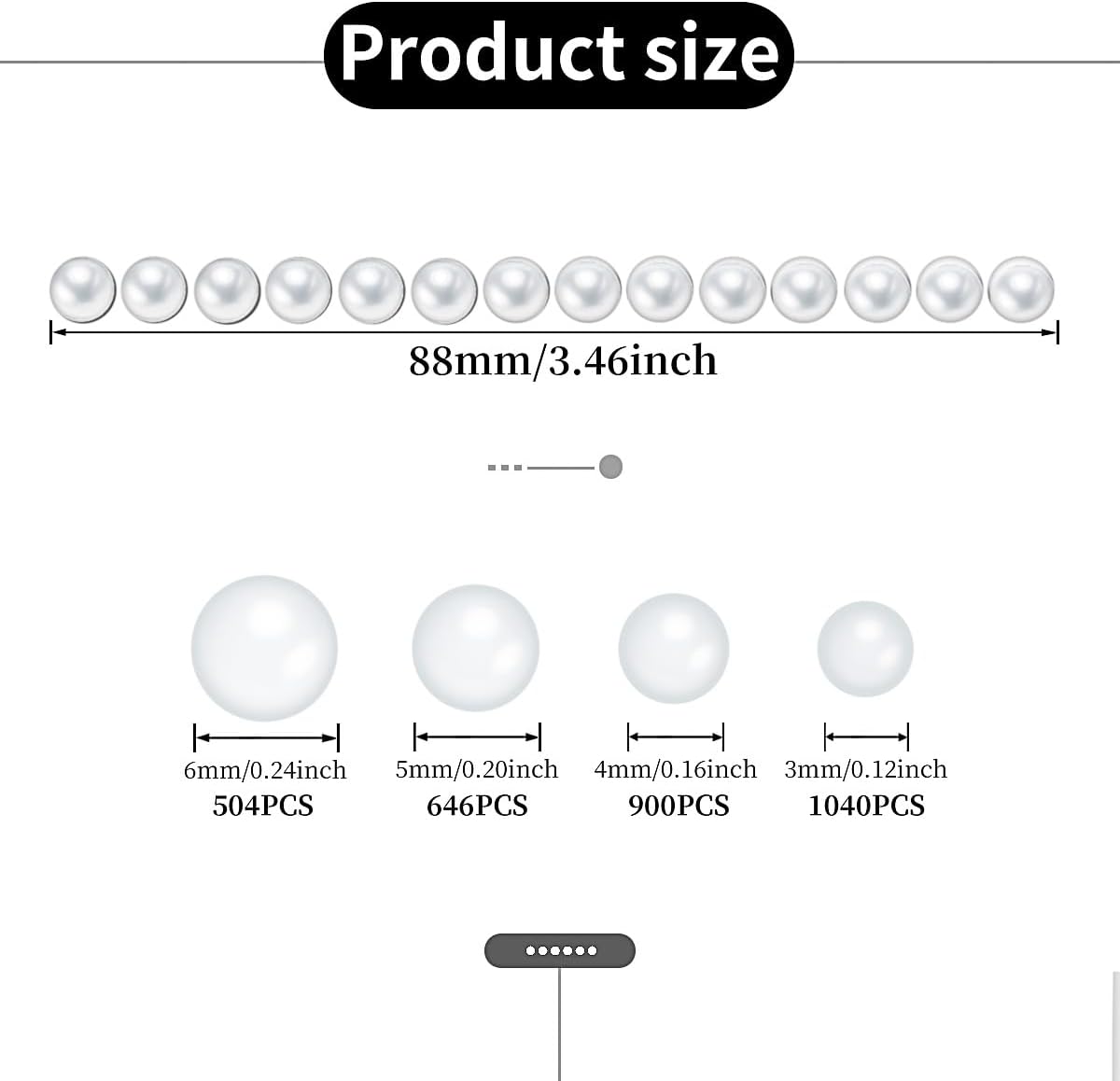 3090PCS Rhinestone Stickers, Self Adhesive White Face Gems Pearls Stickers 3/4/5/6mm Hair Gems Stick on Bling Face Jewels for Makeup, Eye, Hair, Nails, Body Craft DIY Home Decor, 4 Sizes - Image 2