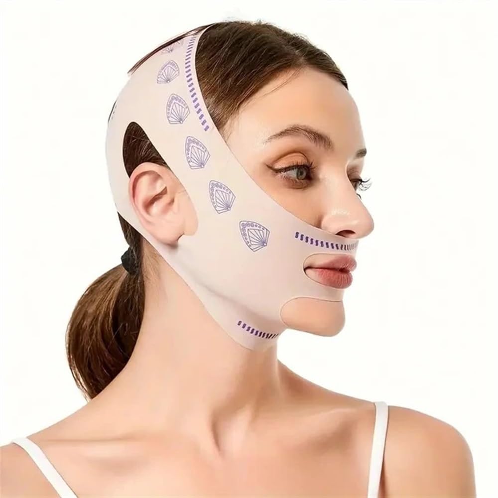 Doppelstöckige Gesichtsbandage, Gesichtsstraffungsgürtel, V-Linie, Gesichtsformer, Wangen-, Kinn-, Lift-Up-Gurt, Anti-Falten-Gesichtsband, Schönheit (einlagig)