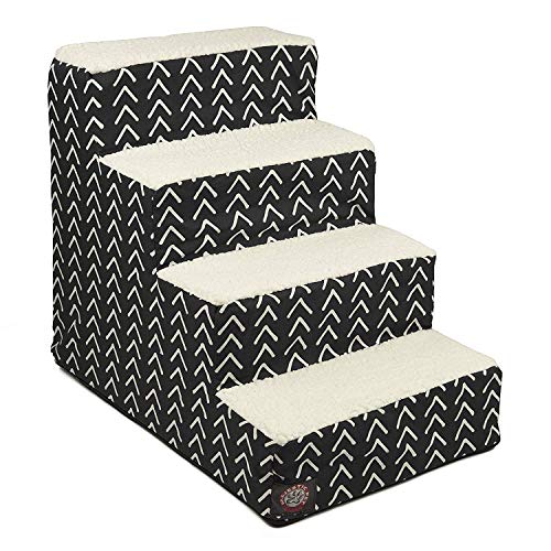 Majestic Pet 4 Step Portable Dog Stairs for Small Dogs to get on Bed Supports 250 lbs or Less – Dog Steps for High Bed with Machine Washable Cover –Pet Stairs for Cats Boho Arrow Black