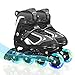 Adjustable Inline Skates for Big Boys - Black Blade Roller Skating with Light-up Wheels for Beginner Big Girls Ladies Youth Age 8 9 10 11 12 13 14 15
