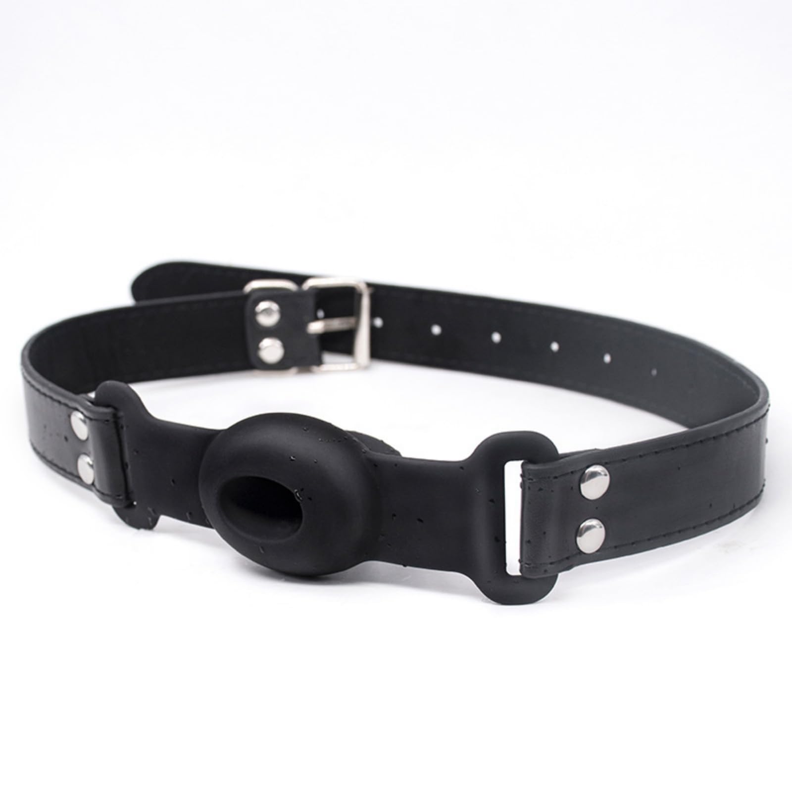 Game Silicone Mouth Ball with Adjustable Leather Strap - B125 (Black)