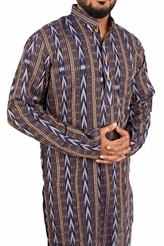 Image of GHL GUENDICHA HAAT Sambalpuri Certified Handloom Men's Pure Cotton Highneck Kurta