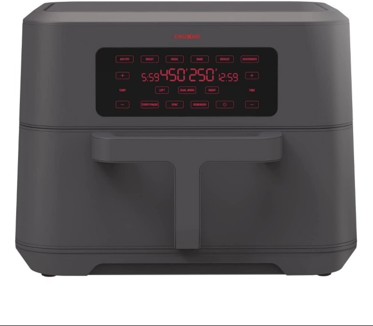 Cruxgg 6-in-1 9qt Air Fryer, front view s digitálním displejem