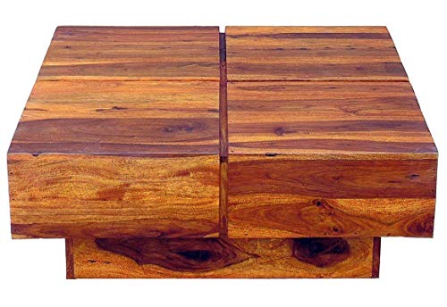 Image of Douceur Furnitures Solid Sheesham Wood Coffee Table for Living Room | Wooden Centre Table & Tea Table for Hallway, Balcony, Home, Office, Hotel & Cafe | Honey Teak Finish