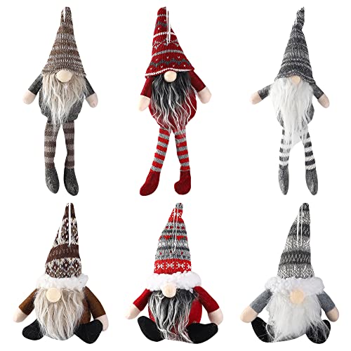 SHANLUO 6Pcs Christmas Decorations for Home Fall Gnomes Ornaments Set of 6 Indoor Farmhouse Decor Outdoor Christmas Tree Willow Figurines Retro Toys Village Gifts Elf on The Shelf Accessories
