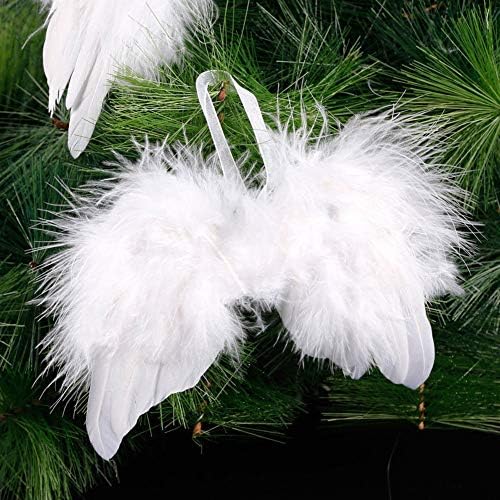 Miss Good 10Pcs Christmas Tree Decorations White Feather Angel Wings Hanging Decor Costume Cosplay Baby Girl Photo Props for Wedding Baby Shower Birthday Xmas Party Ornament Accessories