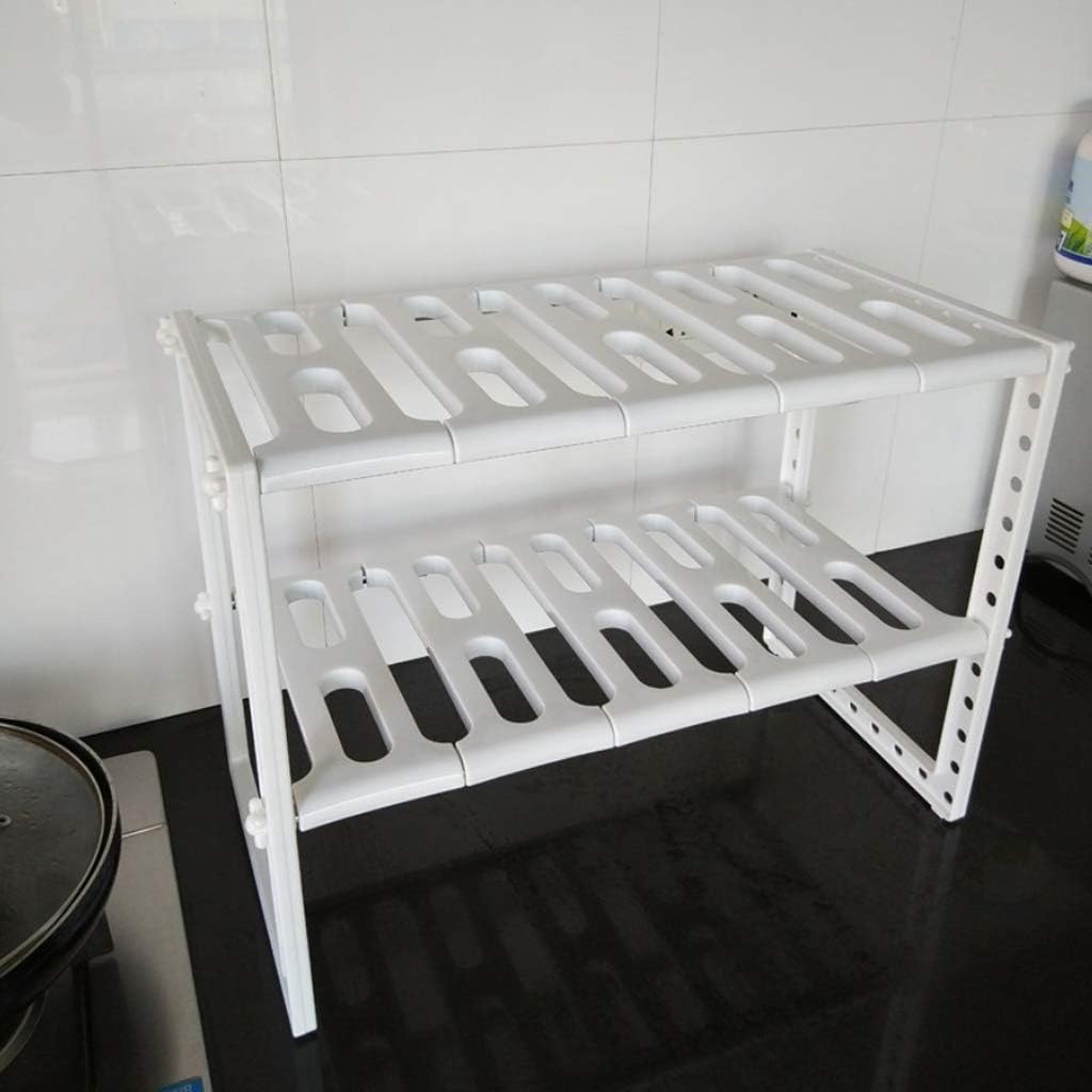 LEJIA 1set of Adjustable Kitchen Utensils Storage Rack Sink Rack Bathroom Storage Rack-White
