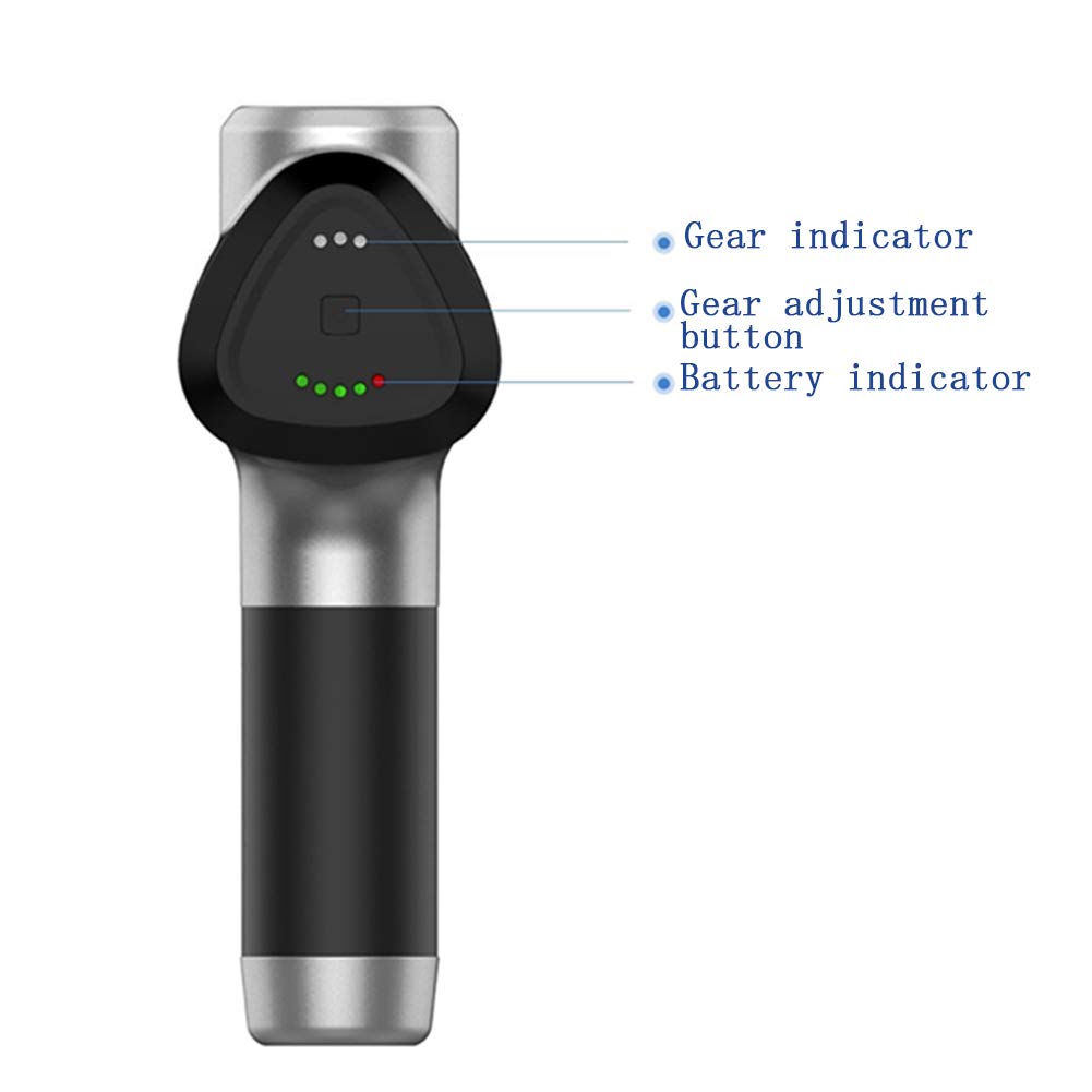 Pistola per Massaggi, Massaggiatore Muscolare per Tessuti Profondi Palmare, 55DB 2400mAh Pistola A Fascia Regolabile A 3 velocità con 6 Teste di Massaggio, Riduzione del Rumore Intelligente