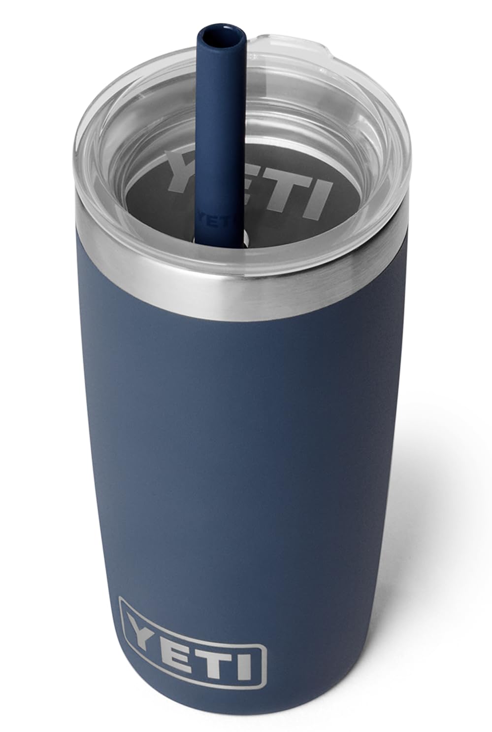 YETI Rambler Tumbler JR, bicchiere in acciaio inox con coperchio in silicone con cannuccia in silicone, blu navy, 295 ml