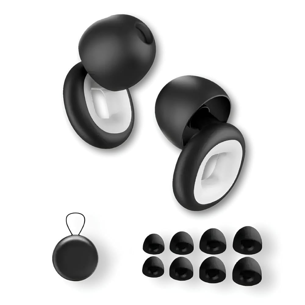 Artivive Bouchons D'Oreilles Moto 28 DB - 2 Paires Réutilisables Silicone Avec 8 Embouts - Noir/Rouge & Noir/Blanc