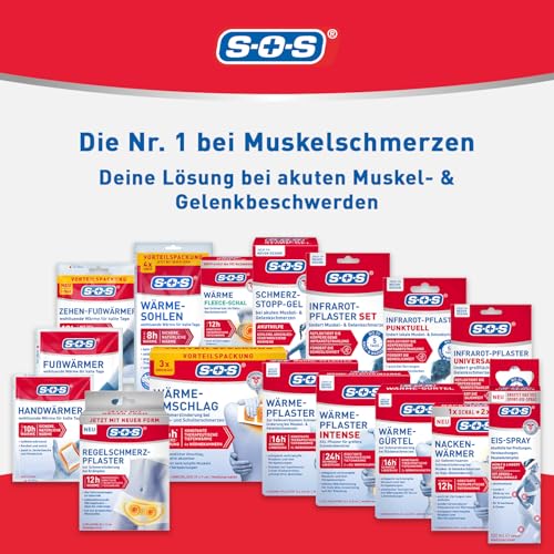 SOS Wärme Fleece-Schal – inkl. 2 Wärmepads – bis zu 12 Stunden konstante Wärme – waschbar & größenverstellbar – weicher Fleeceschal mit Tasche für Wärmepads – ideal für Nacken & Schultern
