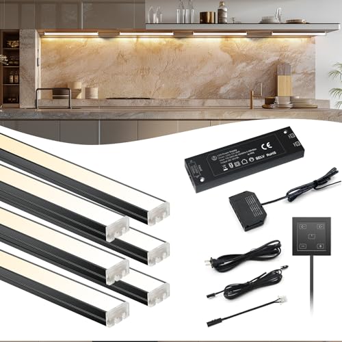 Image of VST Under Cabinet Lighting 6 Pack, Touch Control LED Cabinet Light Bars, Dimmable & Adjustable Color Temperature 2700K-6500K, Ultra Thin Linkable Under Counter Lights for Kitchen, Closet & Display