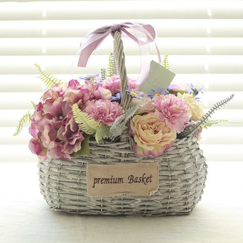 Panier de renoncules violettes artificielles pour decoration interieure