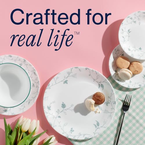 Image of Corelle Vitrelle 18-Piece Service for 6 Dinnerware Set, Triple Layer Glass and Chip Resistant, Lightweight Round Plates and Bowls Set, Chambord