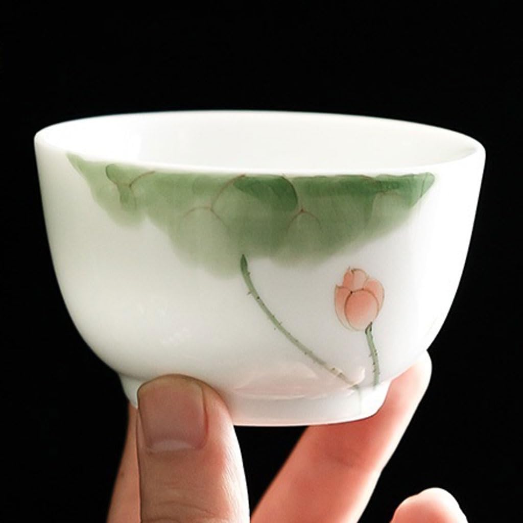 Ceramiczna filiżanka do herbaty ręcznie malowana lotos filiżanka do herbaty kubek dla gospodarza popołudniowa herbata impreza biurowa filiżanka biała porcelana chiński zestaw do herbaty Kung