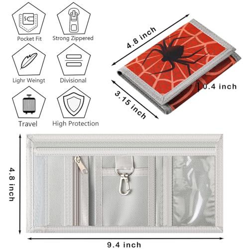 Image of Kids Wallet for Boys Girls Teens Trifold, Canvas Toddler Wallet for Boys, Cute Zipper Wallets Youth with Coin Pocket Card Holders, Novelty Wallets for Childrens Birthday Gifts, Spider suit