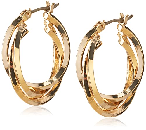 Anne Klein 'Classics' Gold-Tone 3 Ring Twisted Hoop...
